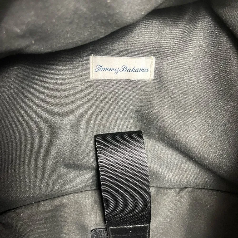 Tommy Bahama Black Laptop Case Backpack With Brown trims and straps .